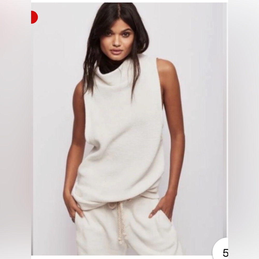 Free People Cream Sleeveless Sweater